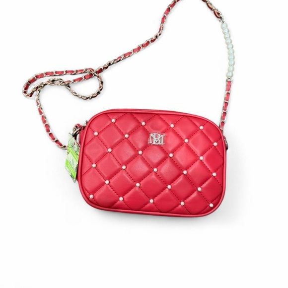 Badgley Mischka Handbags - NWT Badgley Mischka Red & Pearl Crossbody Bag